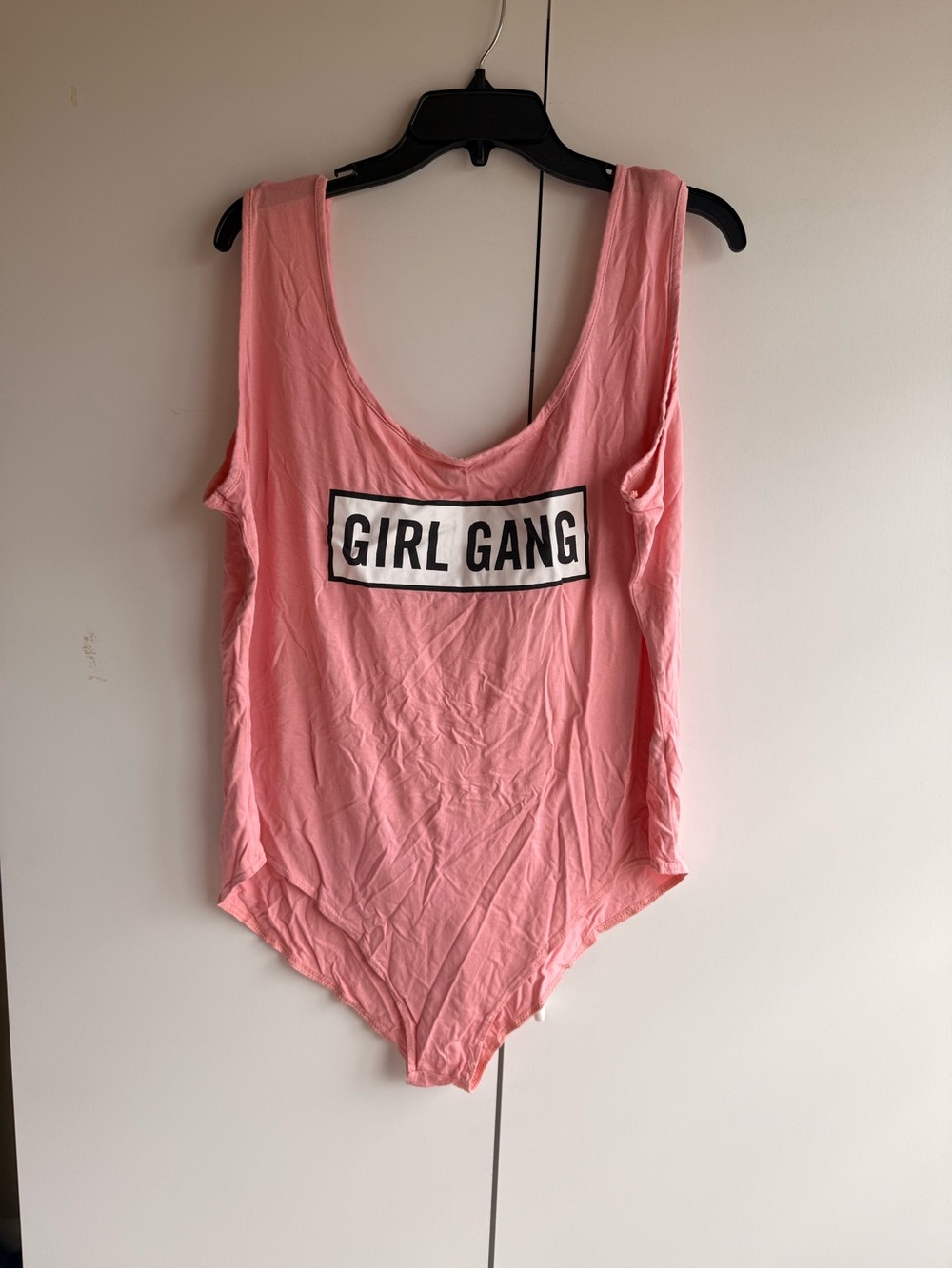 Boohoo Pink 'GIRL GANG' Sleeveless Bodysuit